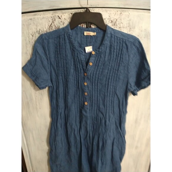 Faherty 100% Linen Dress Blue Xs Boho Feminine Cottage Core - Picture 2 of 9